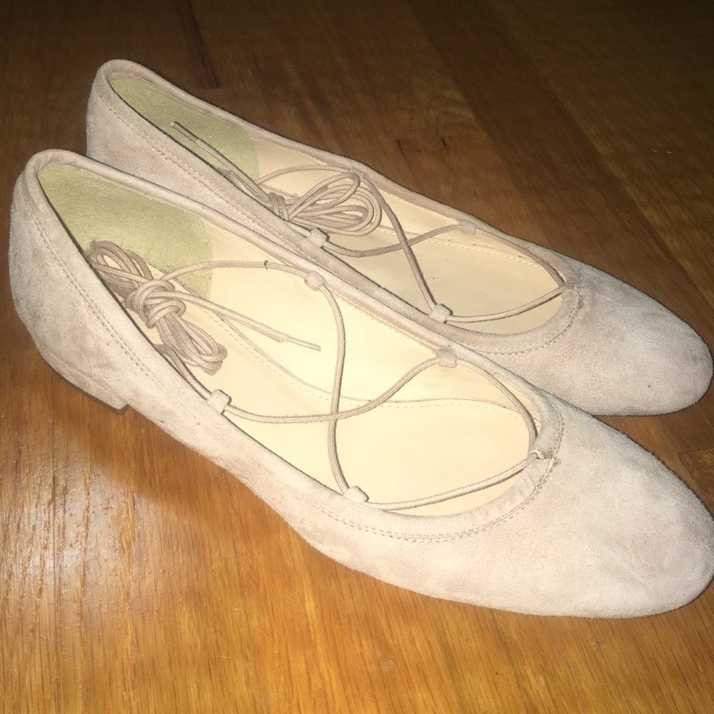 J Crew Suede lace-up ballet flats